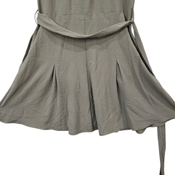 DKNY Sleeveless Belted Shirtdress Flared Vacation Office Summer Olive‎ Green - Picture 7 of 12